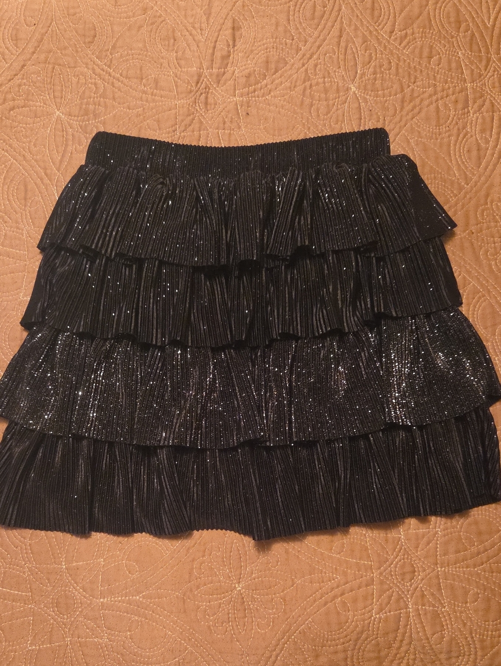 Zara Black Glitter Tiered Ruffle Skirt - Kids
